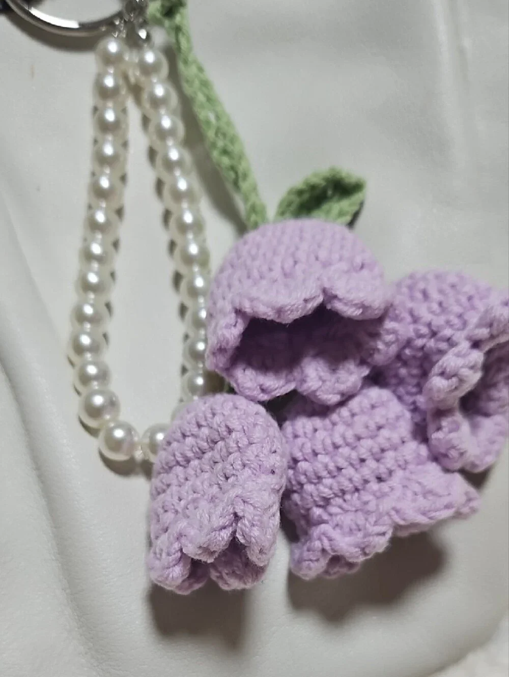 Handmade Lavender Crochet Flower Bag Charm Keychain